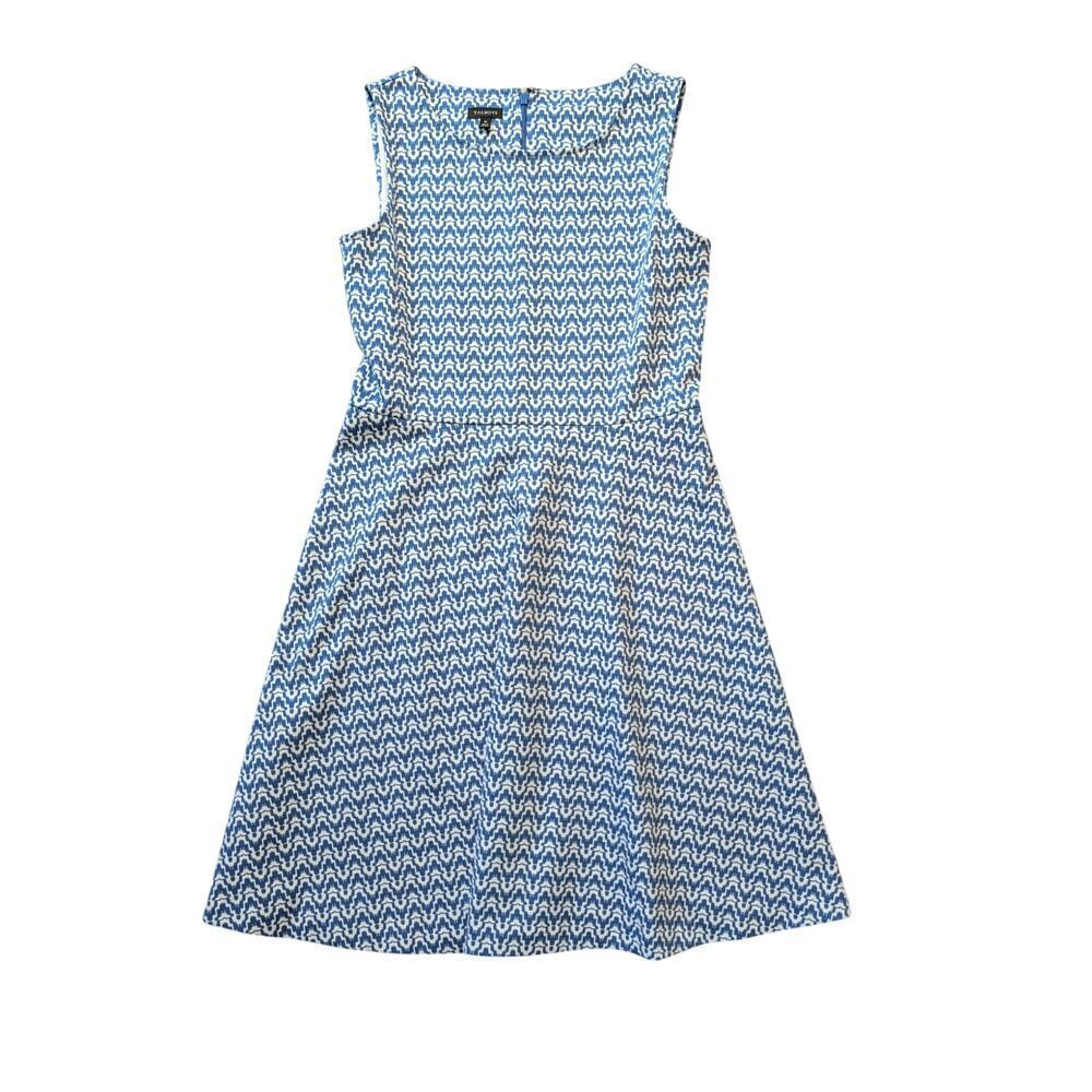 TALBOTS women's drop waist, sleeveless, simple summer dress; MED; blue & white